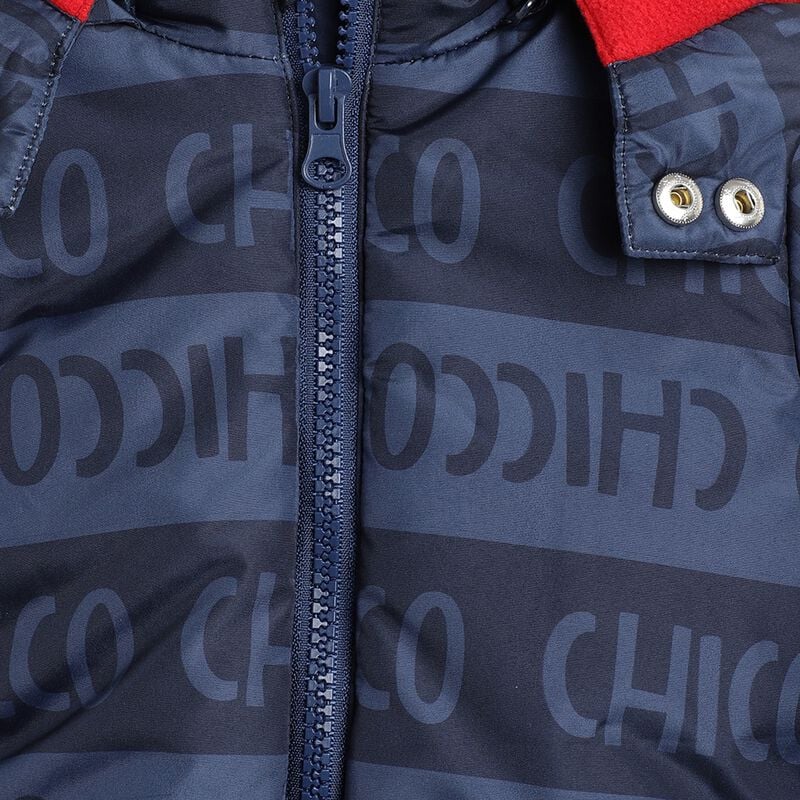 Jacket with Detachable Hood- Blue with Chicco Print image number 2